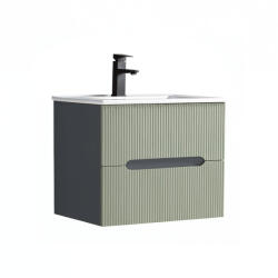 Leziter Trent 60 dulap de baie inferior cu chiuvetă ceramică (2 sertare) gri antracit-verde-oliv (TRENT60AANTSZZ)
