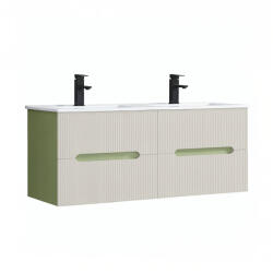Leziter Trent 120 dulap de baie inferior cu chiuvetă ceramică (4 sertare) verde deschis-alb (TRENT120AVZF)