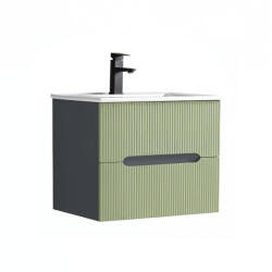 Leziter Trent 60 dulap de baie inferior cu chiuvetă ceramică (2 sertare) gri antracit-verde fistic (TRENT60AANTSZVZ)