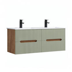 Leziter Trent 120 dulap de baie inferior cu chiuvetă ceramică (4 sertare) stejar apus de soare-olive verde (TRENT120ASSTZ)
