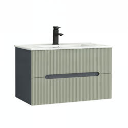 Leziter Trent 80 dulap de baie inferior cu chiuvetă ceramică (2 sertare) gri antracit-verde-oliv (TRENT80AANTSZZ)