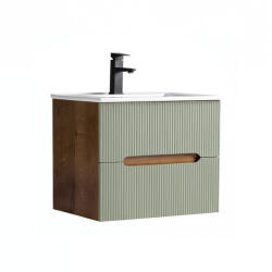 Leziter Trent 60 dulap de baie inferior cu chiuvetă ceramică (2 sertare) stejar apus de soare-olive verde (TRENT60ASSTZ)