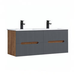 Leziter Dulap de baie inferior Trent 120 cu chiuvetă ceramică (2 sertare) stejar sunset-gri antracit (TRENT120ASSTANTSZ)
