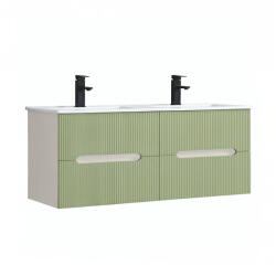 Leziter Trent 120 dulap de baie inferior cu chiuvetă ceramică (4 sertare) alb-verde deschis (TRENT120AFVZ)