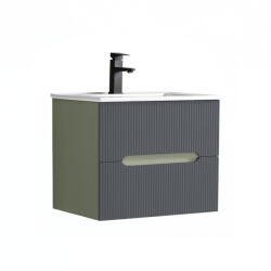 Leziter Trent 60 dulap de baie inferior cu chiuvetă ceramică (2 sertare) verde măslin-gri antracit (TRENT60AZANTSZ)