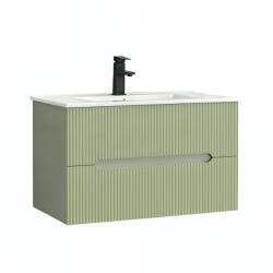 Leziter Trent 80 dulap de baie inferior cu chiuvetă ceramică (2 sertare) verde măslin verde fistic (TRENT80AZVZ)