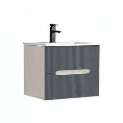Leziter Trent 60 dulap de baie inferior cu chiuvetă ceramică (2 sertare) alb-gri antracit (TRENT60AFANTSZ)