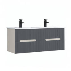 Leziter Trent 120 dulap de baie inferior cu chiuvetă ceramică (2 sertare) alb-gri antracit (TRENT120AFANTSZ)