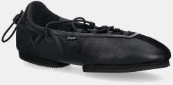 Ralph Lauren bőr balerina cipő Ballerina Lace Up - fekete Női 39