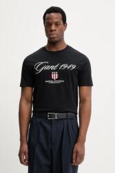 Gant pamut póló - fekete M - answear - 23 990 Ft