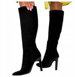 Casu Női Magassarkú Bakancs Fekete Elegáns Térdig érő Orr Spicc R 40 (G22WX20/B)