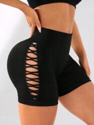 Shein CC56307 Shein Leggings Kerékpáros Rövidnadrág Fekete Fodros (41) M