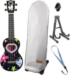 Mahalo Soprano Ukulele SET Heart Black Сопрано укулеле (<![CDATA[MA1HE-BK-SET]]>)