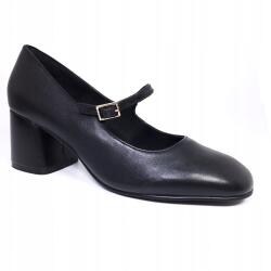 Marco Tozzi Fekete bőr Mary Jane cipő sarokkal Marco Tozzi 2-22449, 37-es méret (2-22449-44 Black)