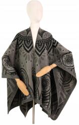 Szaleo Paisley Winter meleg női poncsó őszi, elegáns fekete