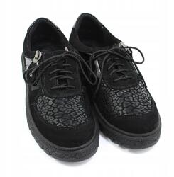  Fekete Enna 5001/21/S bőr ortopédiai félcipő, 4-es méret (5001/21/S)