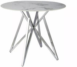 SIGNAL MEBLE Murano Kerek Kerámia Étkezőasztal Fehér Márvány Króm Vázzal (SIG-MURANOBCHFI90)