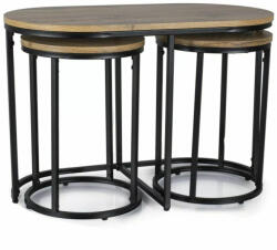 Signal Twix Artisan Kerek Dohányzóasztal Szett MDF Tölgy Fekete Fém Vázzal (SIG-TWIXDAC)