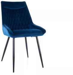 SIGNAL MEBLE Agat Velvet Luxus Étkezőszék Kék Bársony Fekete Fém Vázzal (SIG-AGATVCGR)