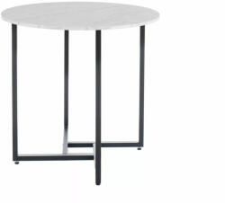 SIGNAL MEBLE Alto II Kerek Étkezőasztal Márvány Hatású Fehér Lappal és Fekete Fém Vázzal (SIG-ALTOIIBMAC80)