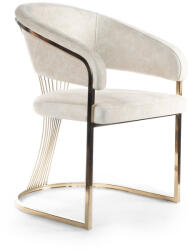 ATREVE MARCILLE Luxus Kárpitozott Szék Krémszínű Bársony Arany Lábakkal (ATE-MAR3CHSTCMEGLDI)