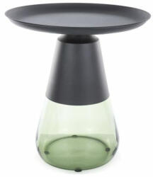 Signal Tiffany Modern Kerek Fém-Üveg Dohányzóasztal Matt Fekete-Zöld (SIG-TIFFANYACZFI50)