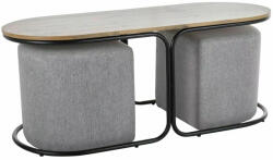 Signal Dual Artisan Ovális Dohányzóasztal Kárpitozott Puffokkal MDF Tölgy/Fekete (SIG-DUALDAC)