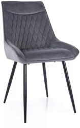 SIGNAL MEBLE Agat Velvet Steppelt Bársony Étkezőszék Szürke Fekete Fémlábakkal (SIG-AGATVCSZ)
