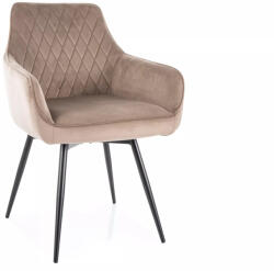 SIGNAL MEBLE Marlo Velvet Bársony Étkezőszék Sötétbézs Fekete Lábakkal Auto-Return Funkcióval (SIG-MARLOVCCBE)