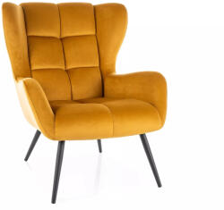 SIGNAL MEBLE Louis Velvet Füles Fotel Curry Bársony Fekete Fém Lábakkal (SIG-LOUISVCCU) - prodis