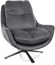 SIGNAL MEBLE Vivien Velvet Forgó Fotel Szürke Bársony Fekete Matt (SIG-VIVIENVSZ) - prodis