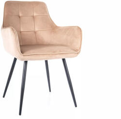 SIGNAL MEBLE Lemon Velvet Bézs Bársony Étkezőszék Fekete Fém Lábakkal (SIG-LEMONVCBE)