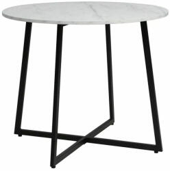 SIGNAL MEBLE Luna Kerek Étkezőasztal Márvány Hatású Laminált Fehér Lappal és Fekete Fém Vázzal (SIG-LUNABMAC)