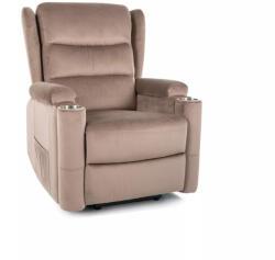 SIGNAL MEBLE Minos Velvet Elektromos Relax Fotel Bársony Sötétbézs (SIG-MINOSVCBE) - prodis