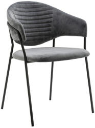 King Home Naomi Bársony Szék Sötétszürke Fekete Vázzal (KHM-KH1201100127)