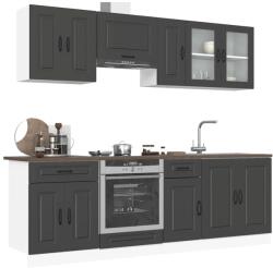vidaXL 8 darabos konyhaszekrény szett Kalmar fekete színű műfa (3314822)