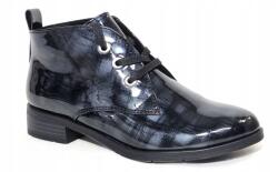 Marco Tozzi Lakkozott női fűzős bokacsizma fűzött Marco Tozzi 25120 r37 fekete-szürke (25120)