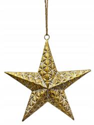 Dekor-Pap Arany karácsonyi csillag - vintage boho stílusú fém medál 40CM (5902932285379)