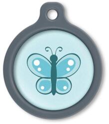 Blucky Butterfly Turquoise Blue Dog Tag large - falatozoo