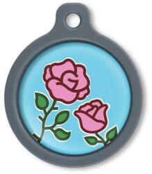 Blucky Blooming Rose Turquoise Blue Dog Tag large - falatozoo