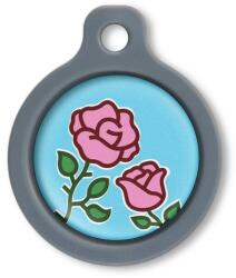 Blucky Blooming Rose Turquoise Blue Dog Tag medium - falatozoo