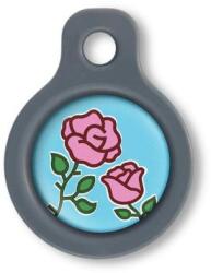 Blucky Blooming Rose Turquoise Blue Dog Tag small - falatozoo