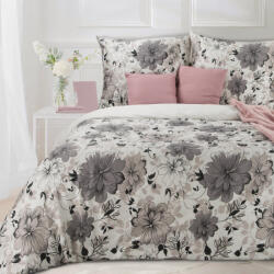 Takoy Lenjerii de pat 220x200 cm din bumbac de culoare albă și oțel în stil romantic cu model floral SPRING 9 Lenjerie de pat