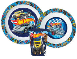  Hot Wheels Blue Fire étkészlet, micro műanyag szett pohárral 260 ml (JVL11167)