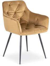 Klubfotel Elegáns bársony étkezőszék MODESTO, mustársárga színben