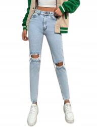 Shein Tall Szűk Farmer Dzsína Világos Színű, Kopott És Szakadt Hatással 40 1KC