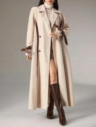 Shein KU244 Shein Bézs Kétsoros Bokavédő Kabát (47) M