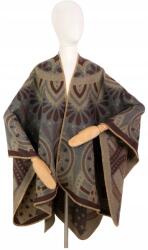 Szaleo Paisley Winter meleg női poncsó őszi, elegáns Sötétbarna