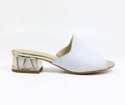 GAMIS Fehér bőr papucs díszes sarokkal Gamis 7538 m39 (7538)