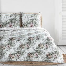 Takoy Kétoldalas pamut ágyneműhuzat 220x200 cm fehér, acél színű botanikus mintával NIKA 53
